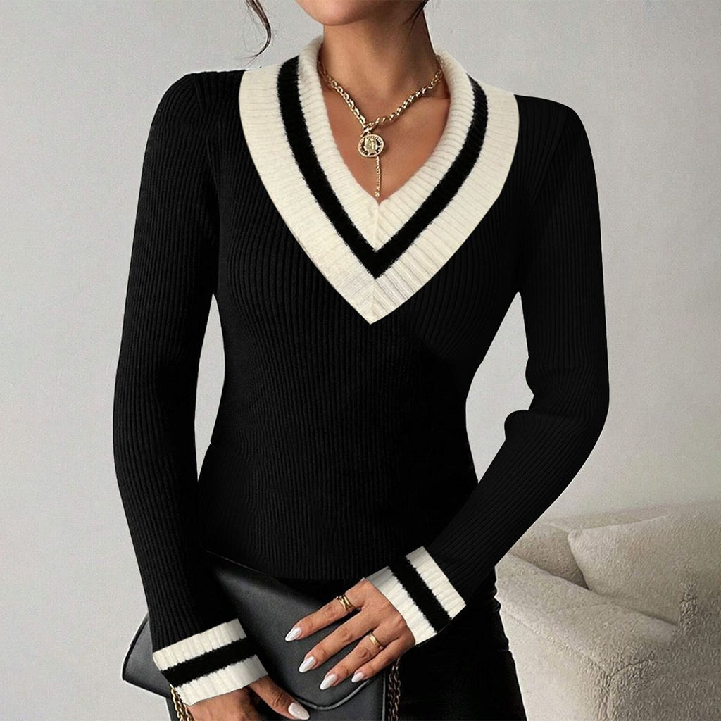 Black And White Color Block Sweater