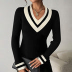 Black And White Color Block Sweater