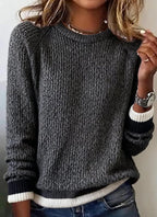 Grey Round Neck Long Sleeve Sweater