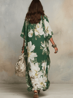 Emerald Bloom Flowing Bohemian Maxi Dress