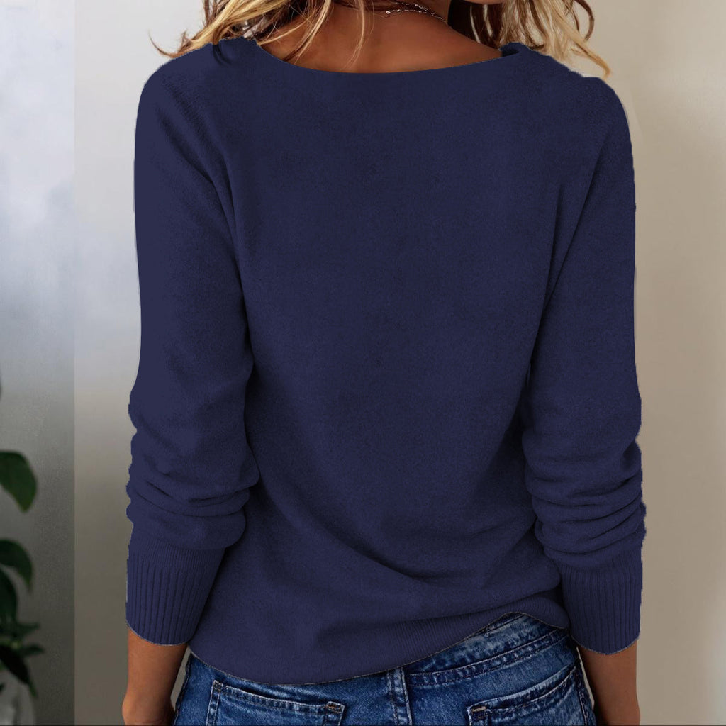 Grey Long Sleeve Plain Sweater