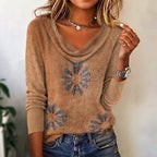 Cozy Camel Knit Floral Printed Sweater