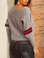 Boston Red Striped Gray Dolman Sweater