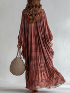 Unique Plaid Bohemian Style Long Dress