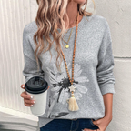 Grey Long Sleeve Round Neck Sweater