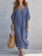 Blue Pinstripe Minimalist Long Dress
