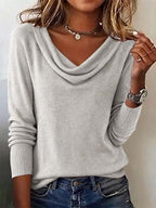 Grey Long Sleeve Plain Sweater