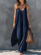 Bohemian Patchwork Cotton Linen Maxi Dress