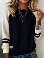 Comfy Striped Round Neck Sweater