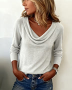 Grey Long Sleeve Plain Sweater