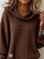 Brown Oversized  Plain Knit Sweater