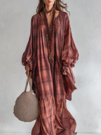 Unique Plaid Bohemian Style Long Dress