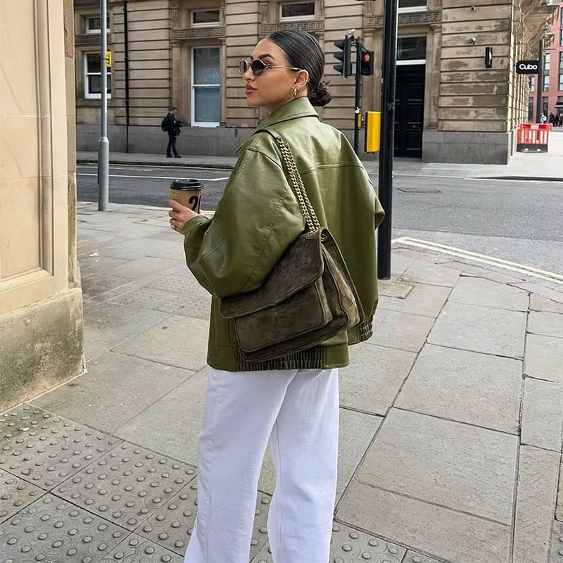 Ava – Faux Leather Oversized Jacket