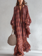 Unique Plaid Bohemian Style Long Dress