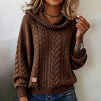 Brown Oversized  Plain Knit Sweater