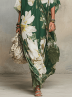 Emerald Bloom Flowing Bohemian Maxi Dress