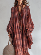 Unique Plaid Bohemian Style Long Dress
