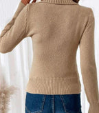 Apricot Plain V-Neck Long Sleeve Sweater