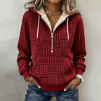 Red Long Sleeve Fleece Lined Hooded Sweater
