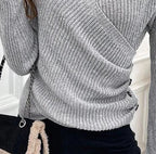 Classy Grey V-Neck Plain Sweater